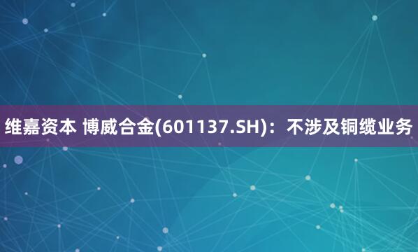 维嘉资本 博威合金(601137.SH)：不涉及铜缆业务