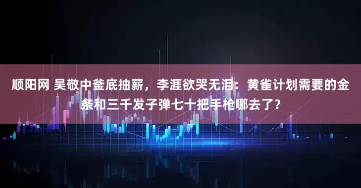 顺阳网 吴敬中釜底抽薪，李涯欲哭无泪：黄雀计划需要的金条和三千发子弹七十把手枪哪去了？